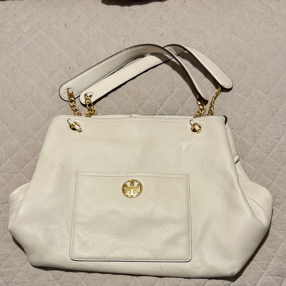 Tory Burch Cream Leather Shoulder Bag